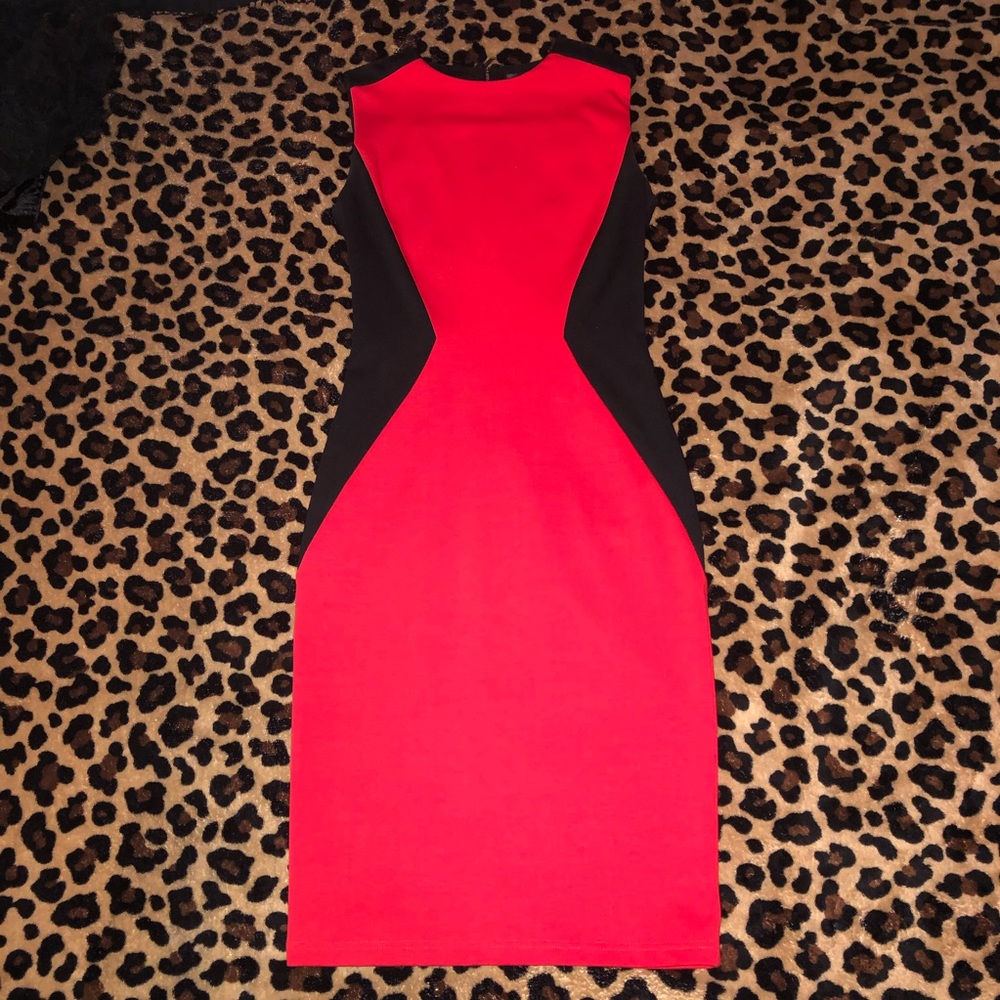 Aidinuoer Black/red hourglass fitted dress S